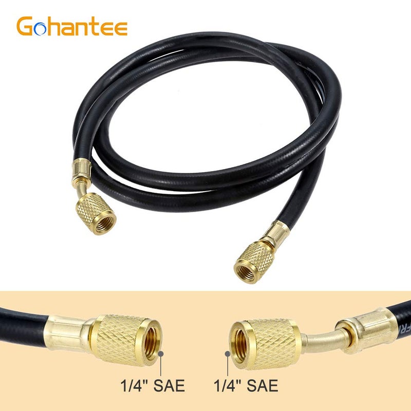 gohantee خرطوم شحن مبرد الهواء R410A، خرطوم شحن HVAC بطول 59 بوصة مع فوهة أنثوية SAE 1/4 بوصة، ضغط عمل 800 PSI لصيانة أنظمة تكييف الهواء R410A R22 R134A R12 R502 - Image 3